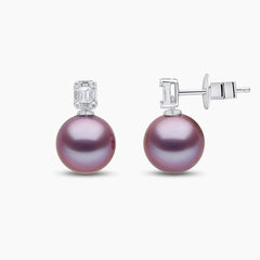 Starlight 18K Gold Pearl and Diamond Mini Skyline Earrings