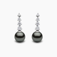 Diamond Classic 18K Gold Pearl Descending Diamond Earrings