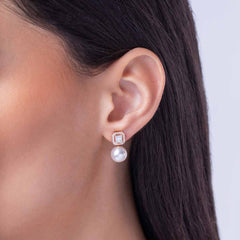 Starlight 18K Gold Pearl and Diamond Cosmic Earrings