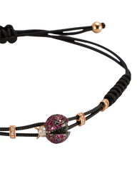 Lady Bug Ruby and Diamond Pull-Cord Bracelet