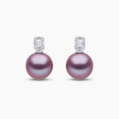 Starlight 18K Gold Pearl and Diamond Mini Skyline Earrings