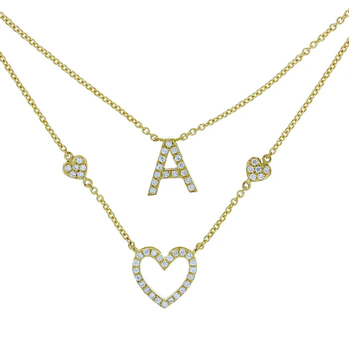 Diamond Letter Necklace - A