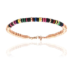 Big Multicolor Black African Beads with Rose Gold Bracelet