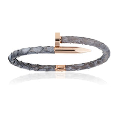 Grey Phyton Bracelet with Rose Gold Nail Unisex